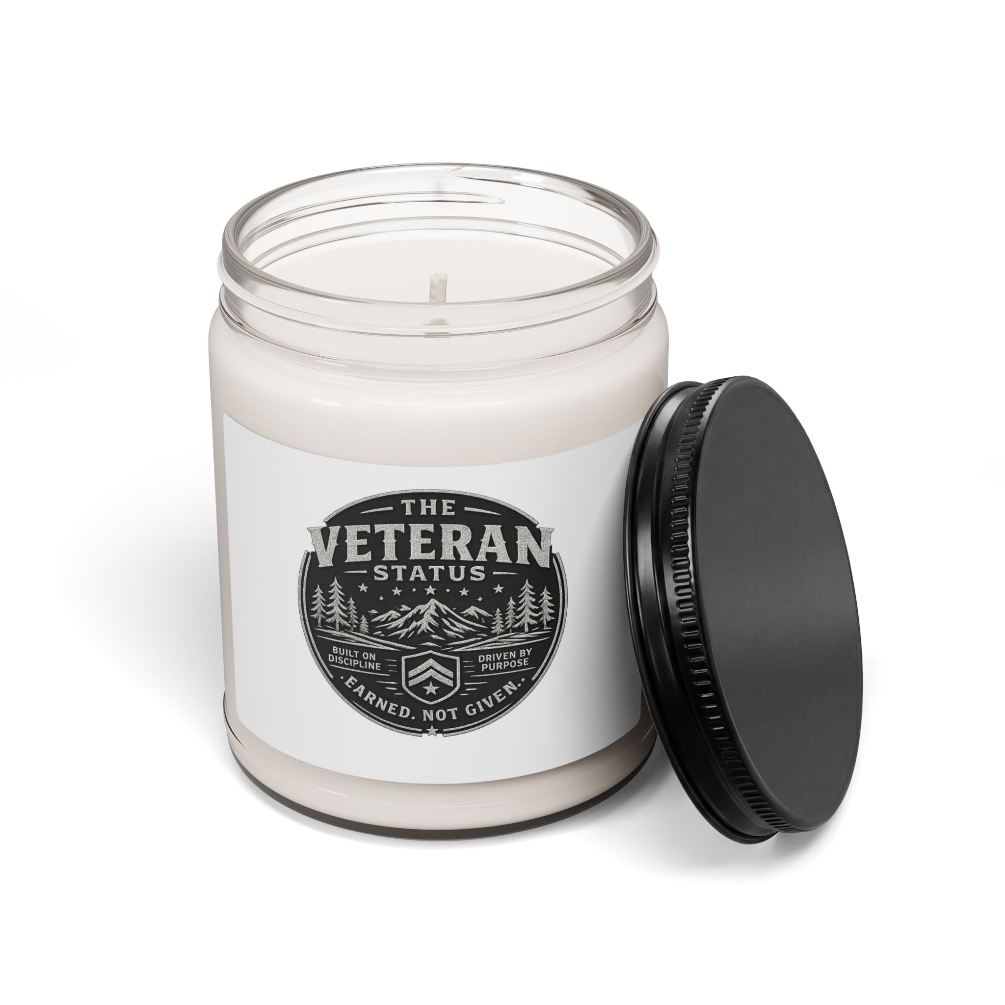 Veteran Status Scented Soy Candle — 9oz 'Earned, Not Given' Patriotic Gift
