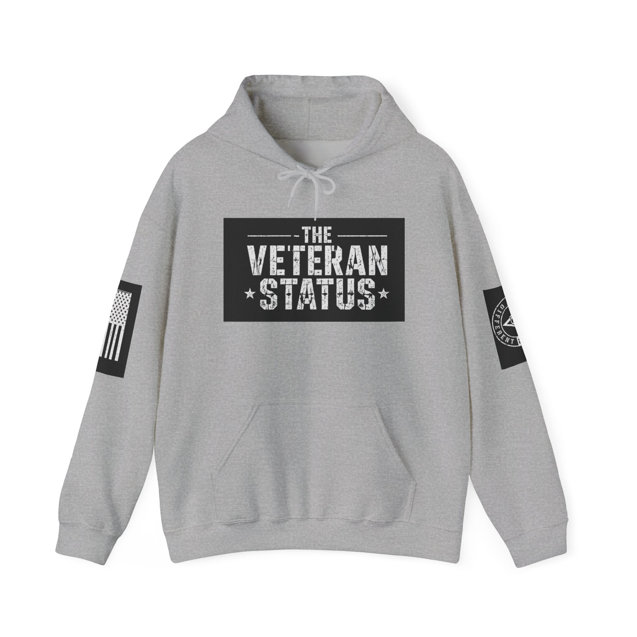 Veteran Status Hoodie – Military Pride Pullover with Sleeve Flag & Emblem