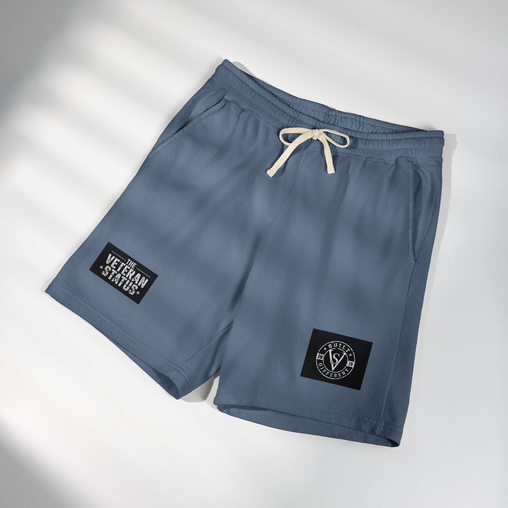 Veteran Status Patch Sweat Shorts — Garment-Dyed Fleece Athletic Shorts
