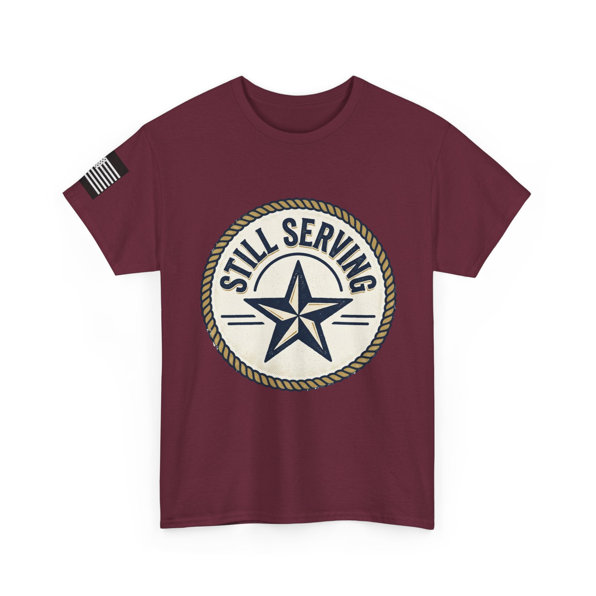 Still Serving Veteran T-Shirt — “By Example. By Sacrifice. By Character.” Military Tribute Tee