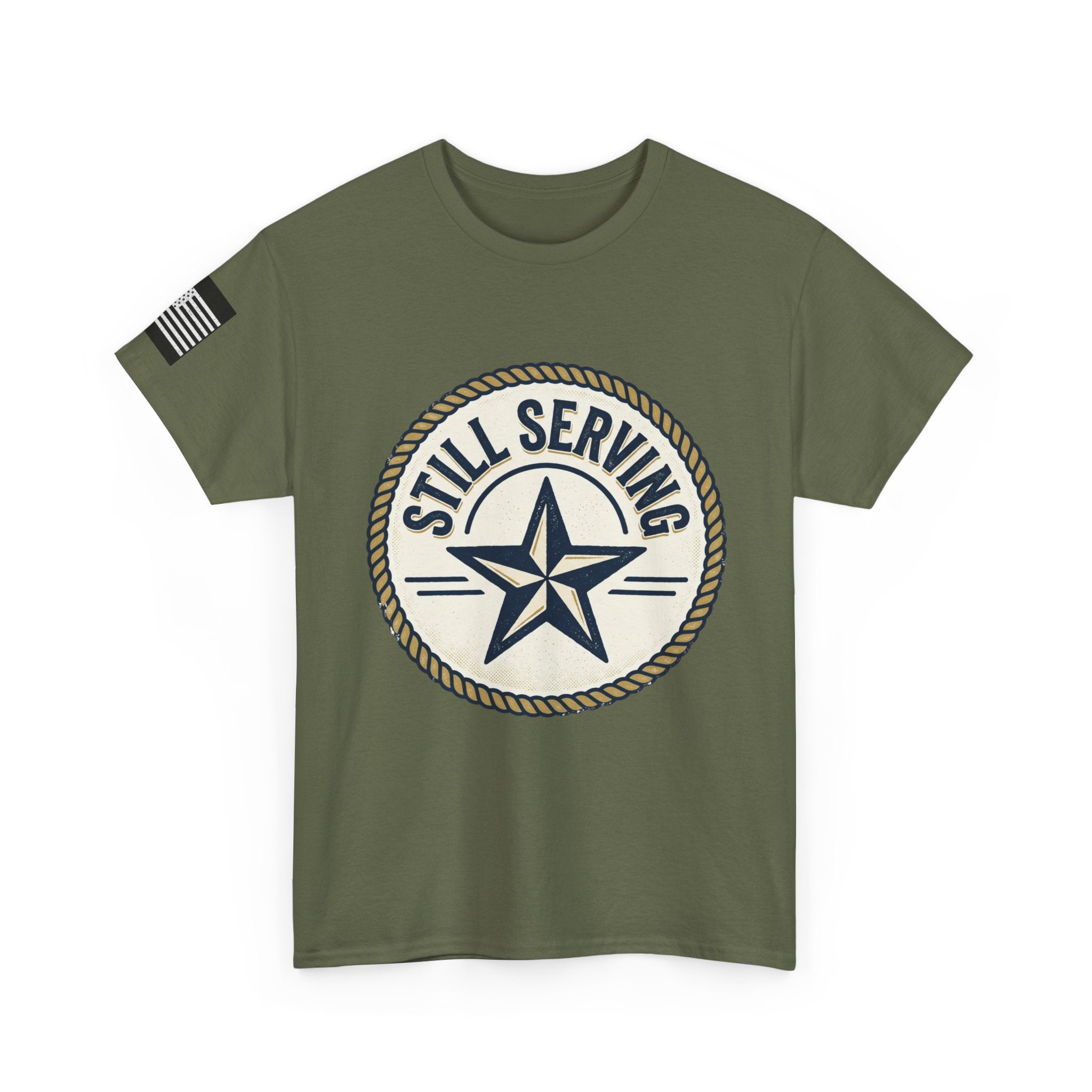 Still Serving Veteran T-Shirt — “By Example. By Sacrifice. By Character.” Military Tribute Tee