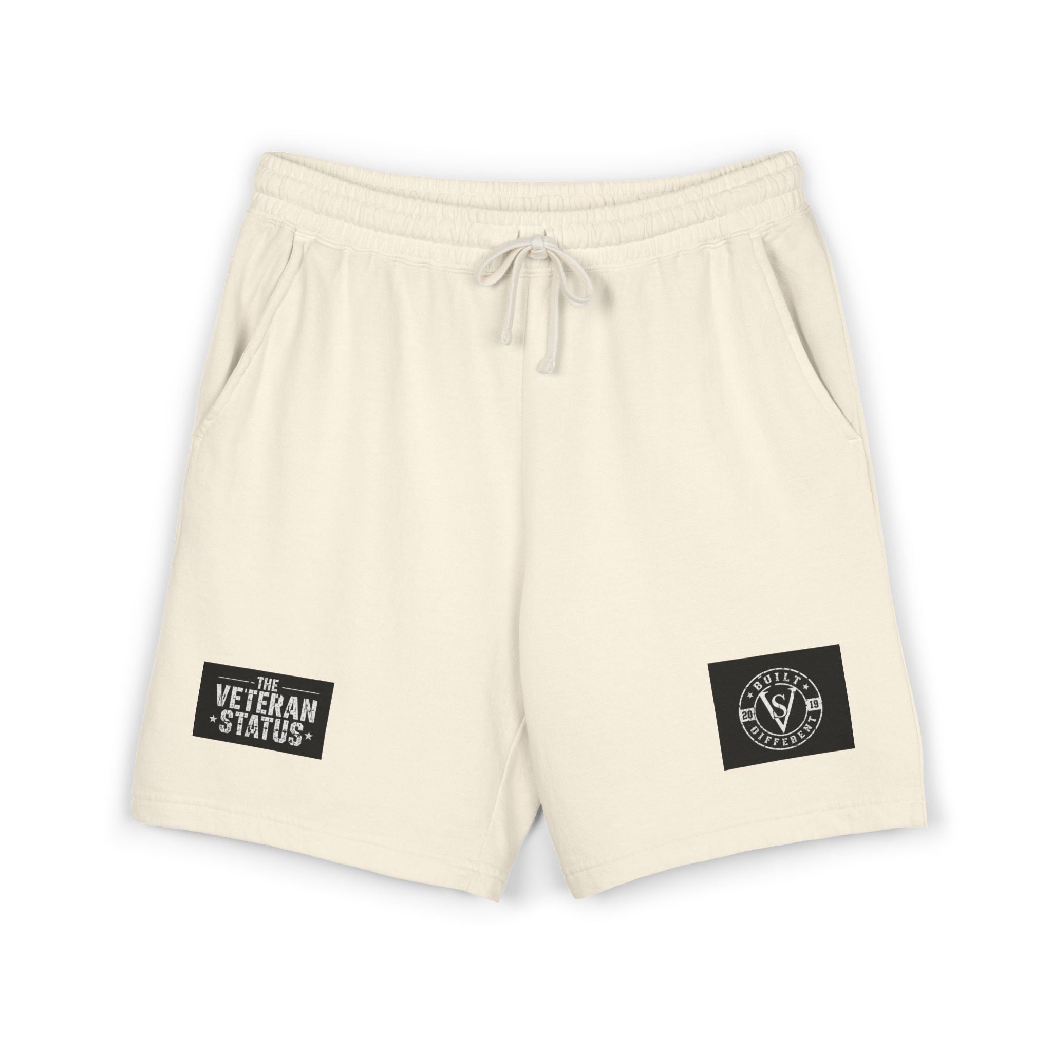 Veteran Status Patch Sweat Shorts — Garment-Dyed Fleece Athletic Shorts