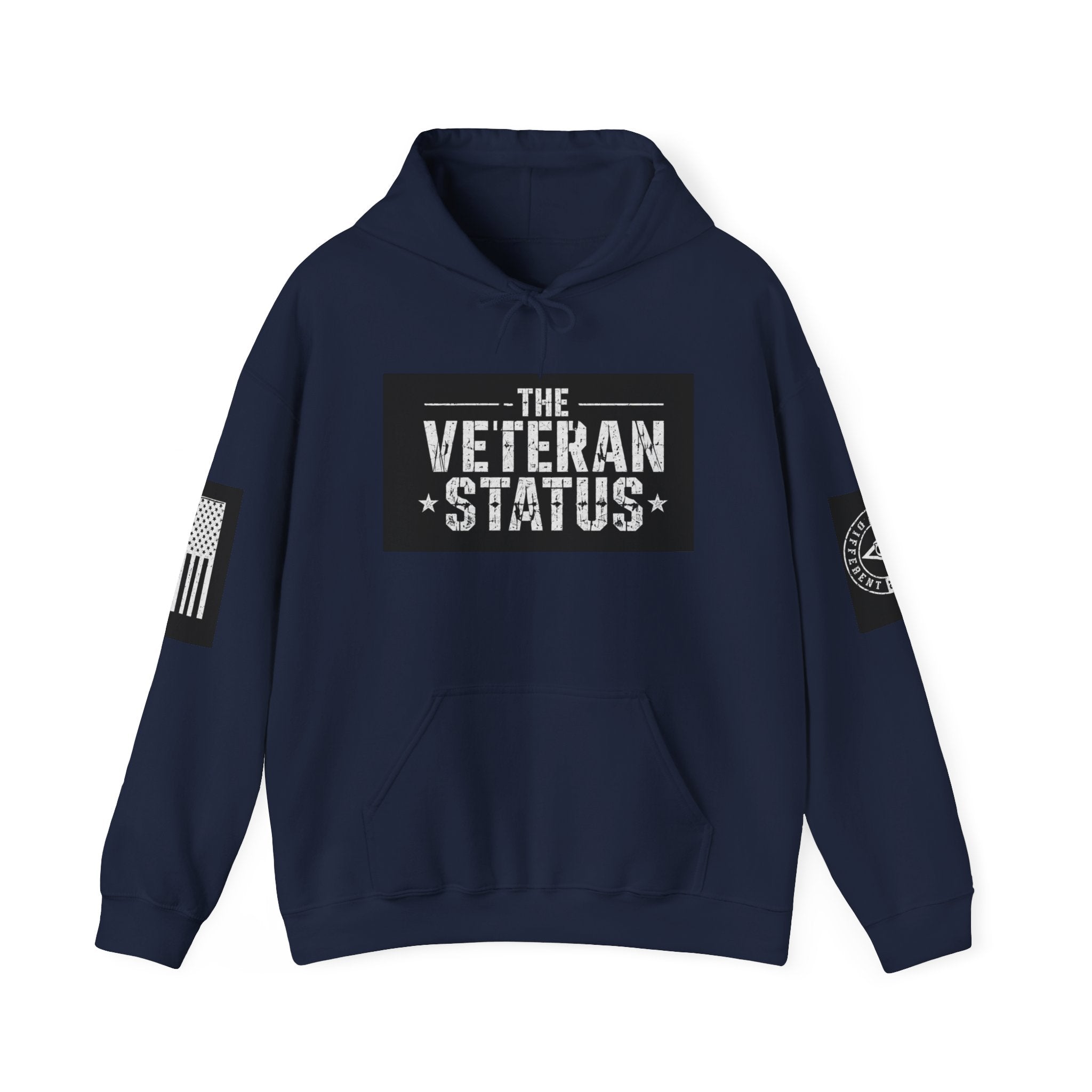 Veteran Status Hoodie – Military Pride Pullover with Sleeve Flag & Emblem