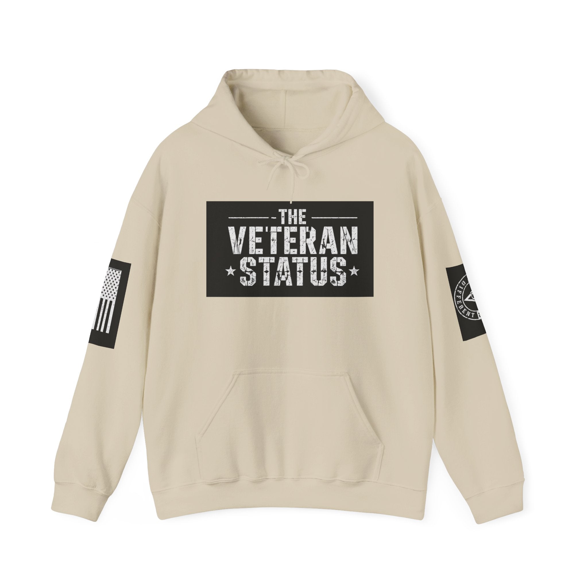 Veteran Status Hoodie – Military Pride Pullover with Sleeve Flag & Emblem