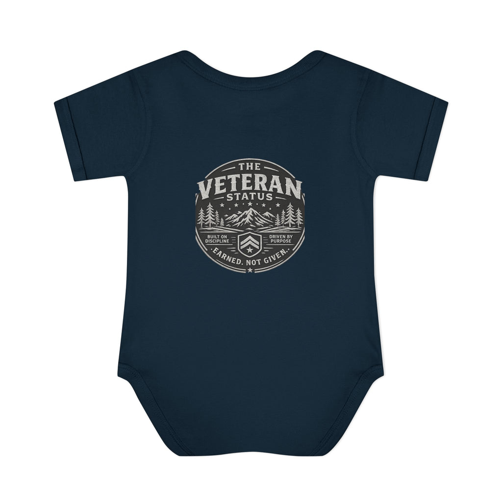 Raised by a Veteran Infant Bodysuit — Baby Onesie with Military Emblem