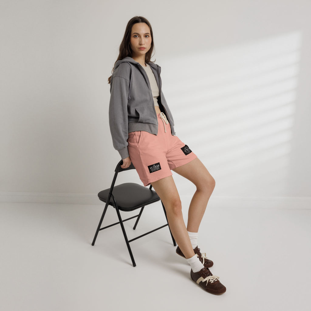 Veteran Status Patch Sweat Shorts — Garment-Dyed Fleece Athletic Shorts