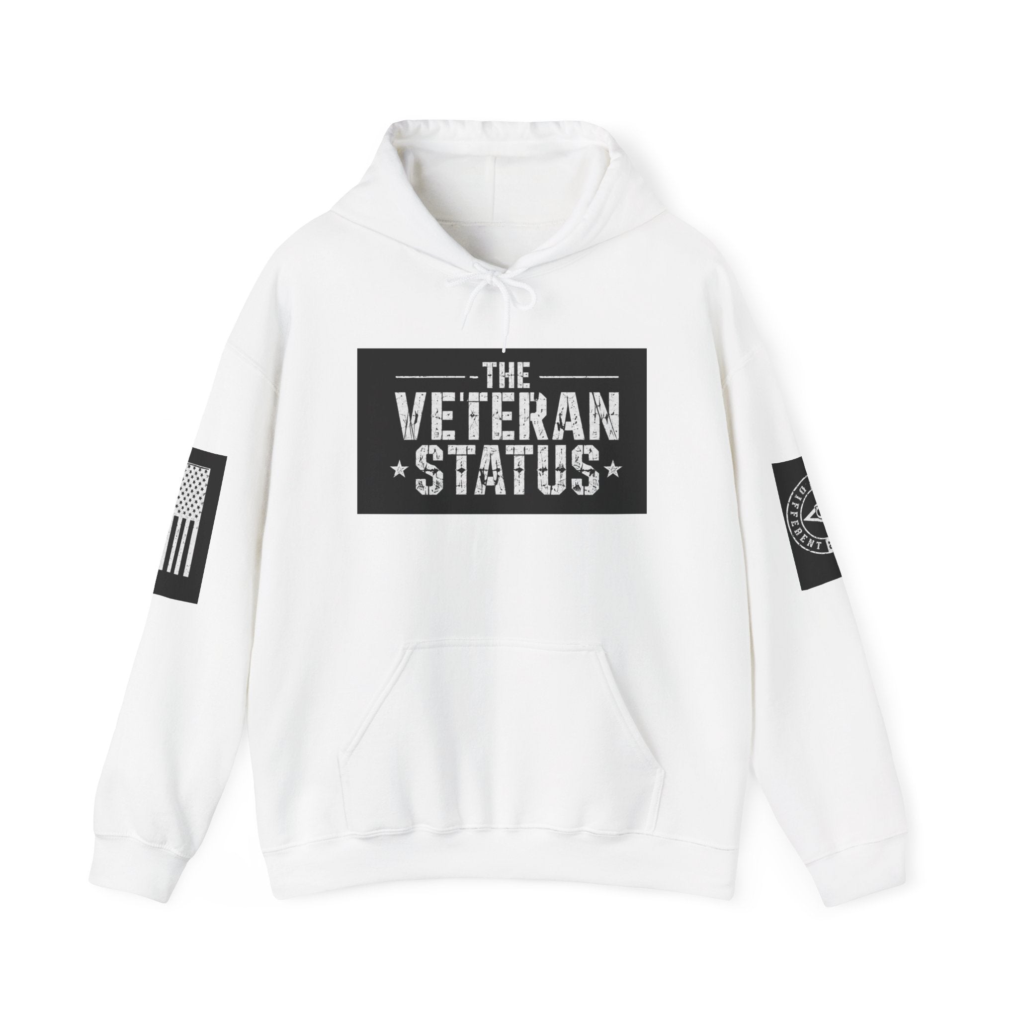 Veteran Status Hoodie – Military Pride Pullover with Sleeve Flag & Emblem