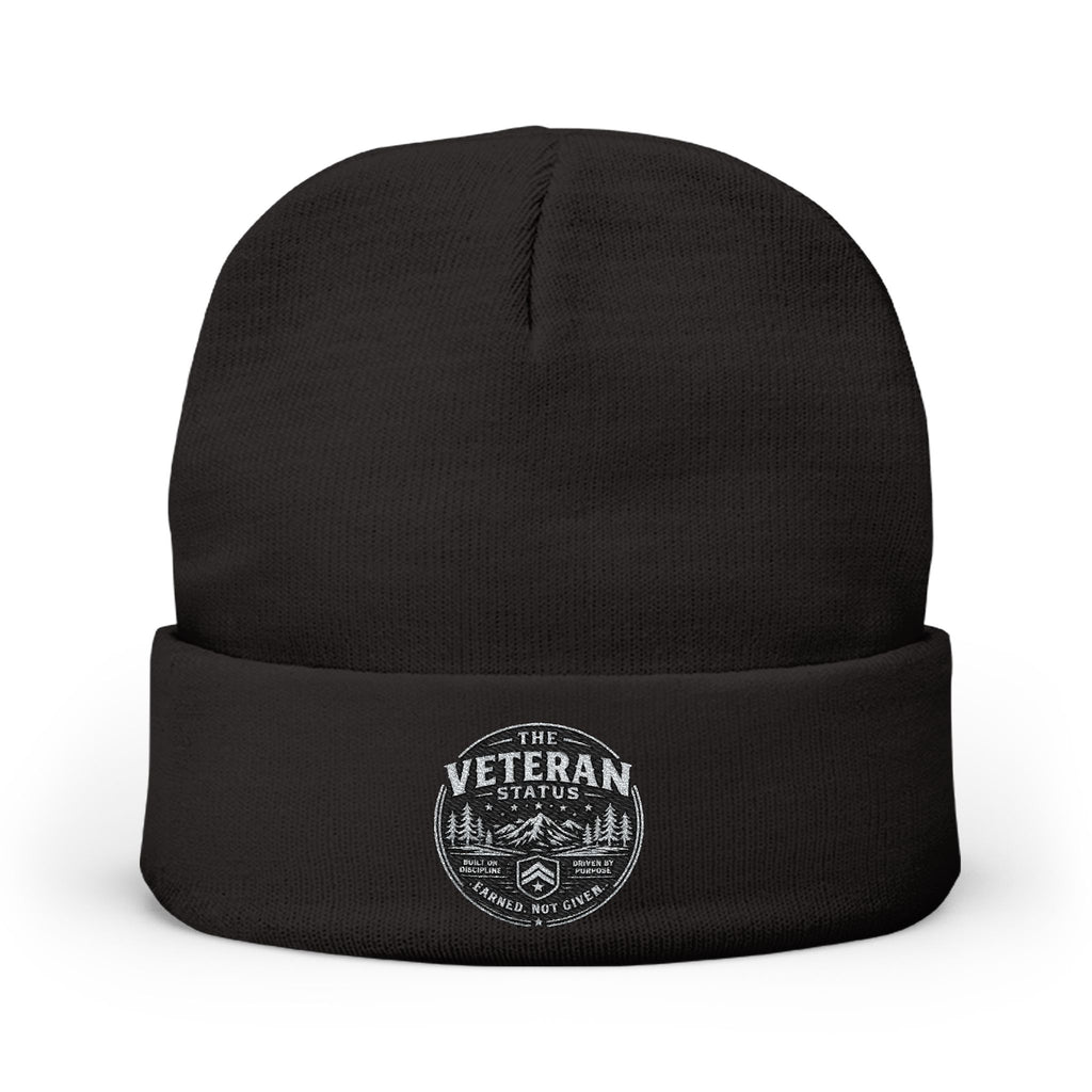 Embroidered Veteran Badge Knit Beanie