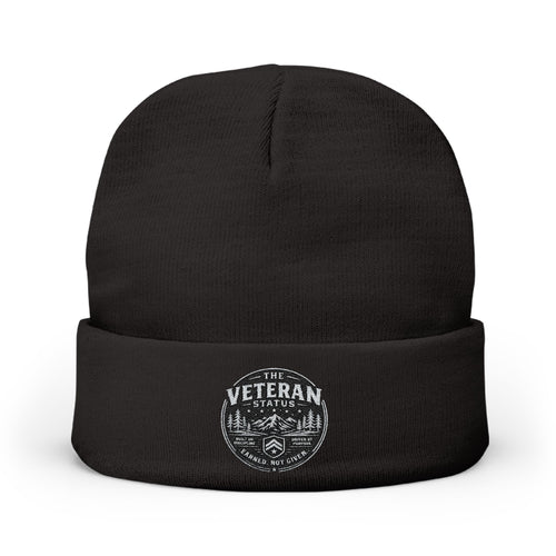 Embroidered Veteran Badge Knit Beanie