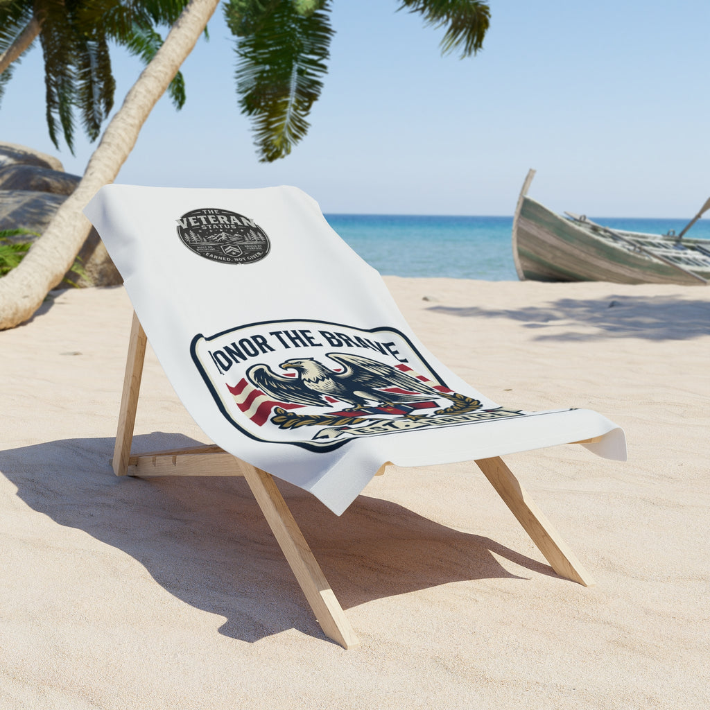 Honor the Brave Veteran Eagle Beach Towel