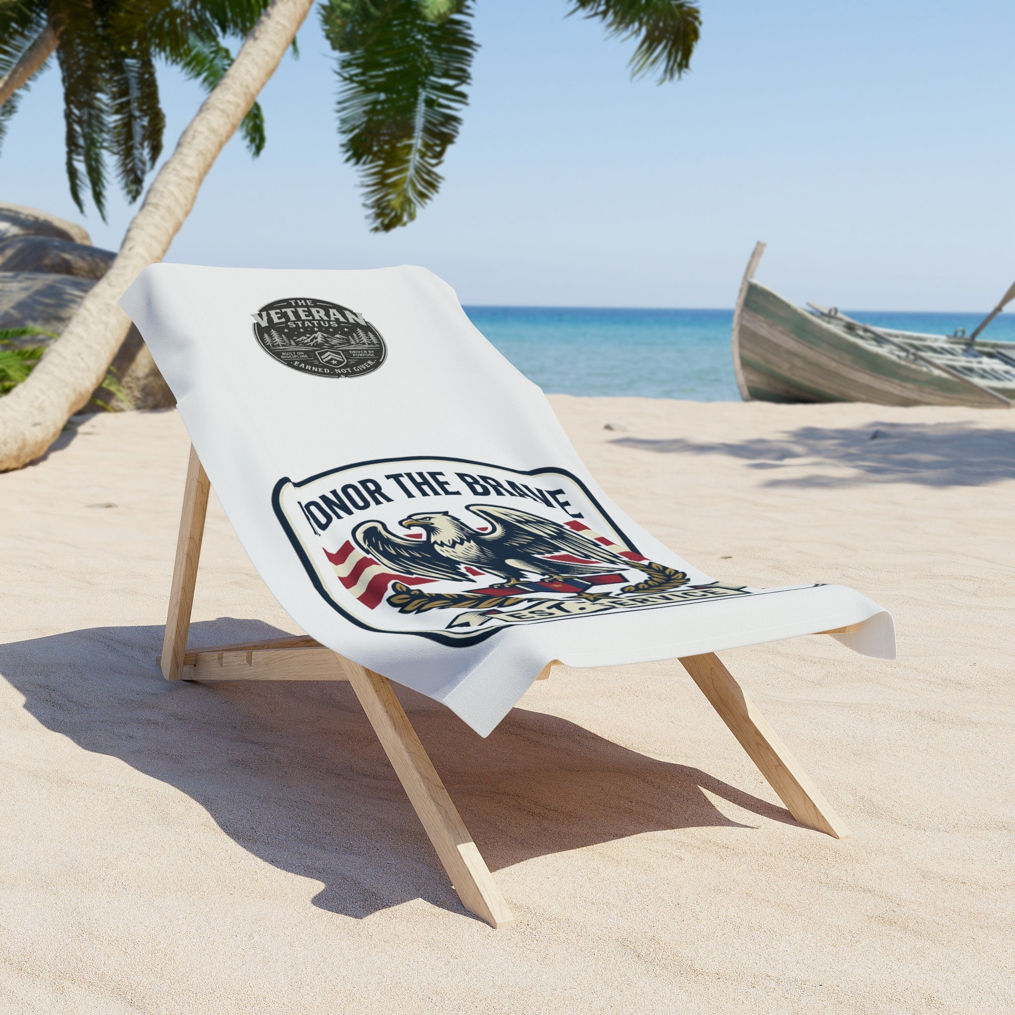 Honor the Brave Veteran Eagle Beach Towel