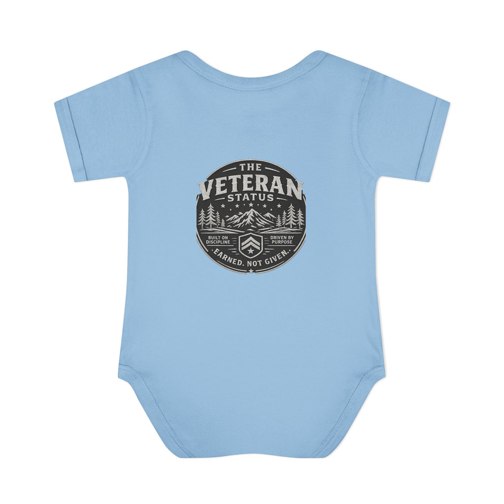 Raised by a Veteran Infant Bodysuit — Baby Onesie with Military Emblem