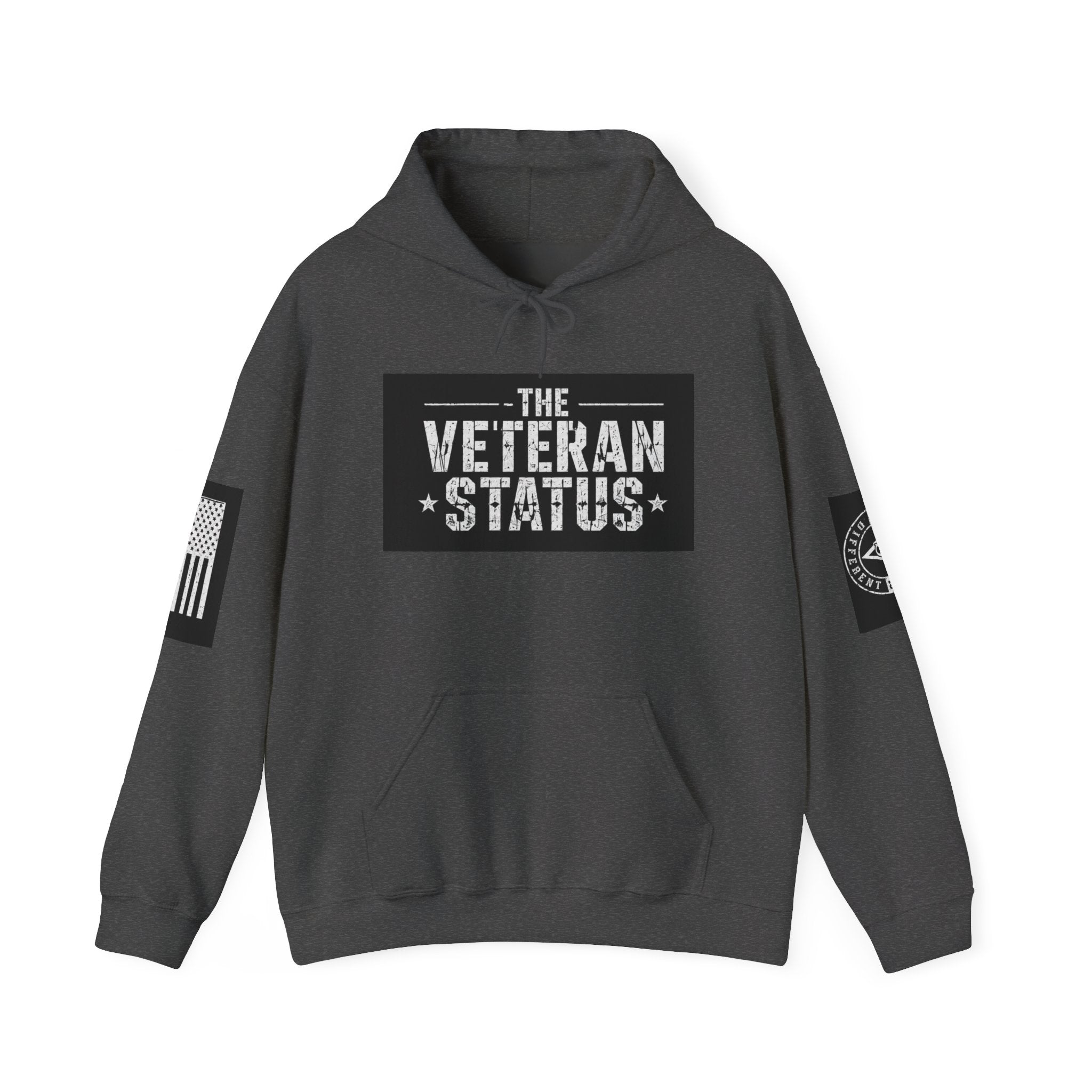 Veteran Status Hoodie – Military Pride Pullover with Sleeve Flag & Emblem