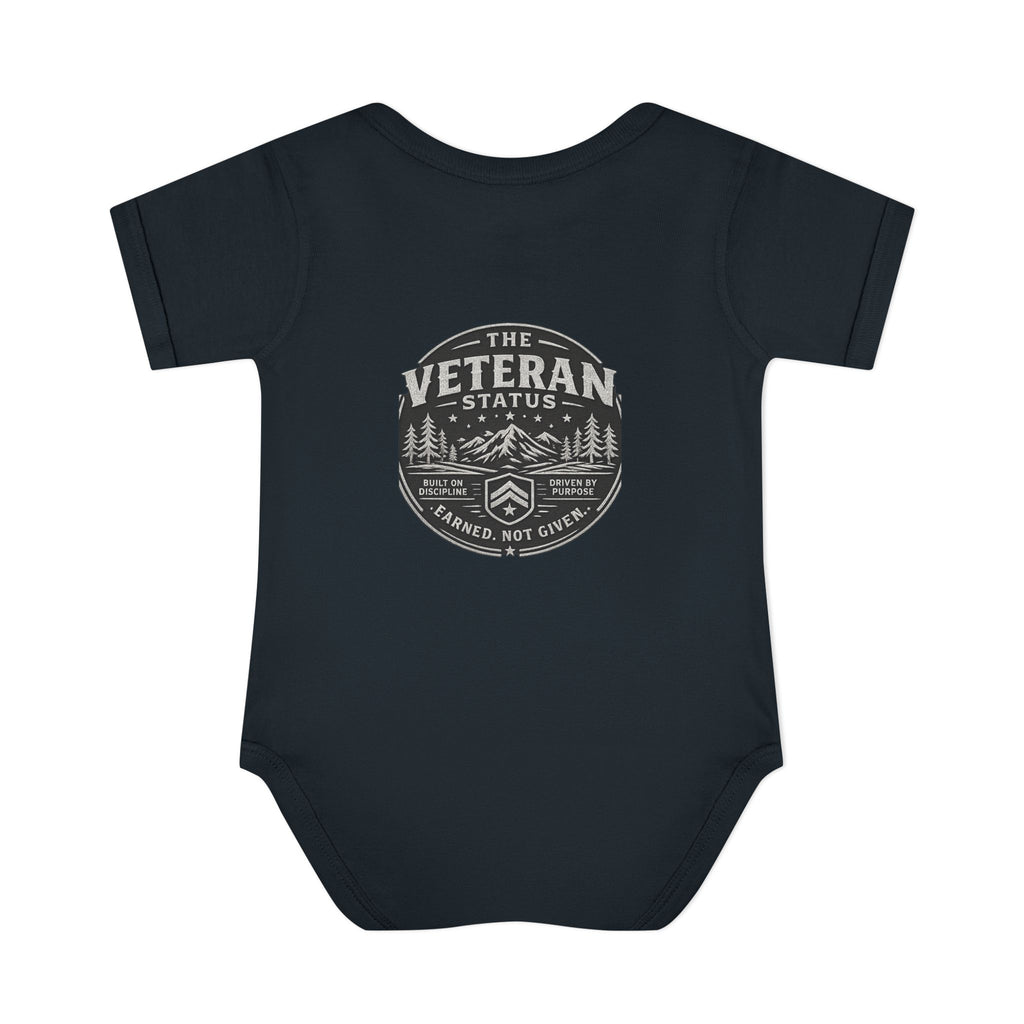 Raised by a Veteran Infant Bodysuit — Baby Onesie with Military Emblem
