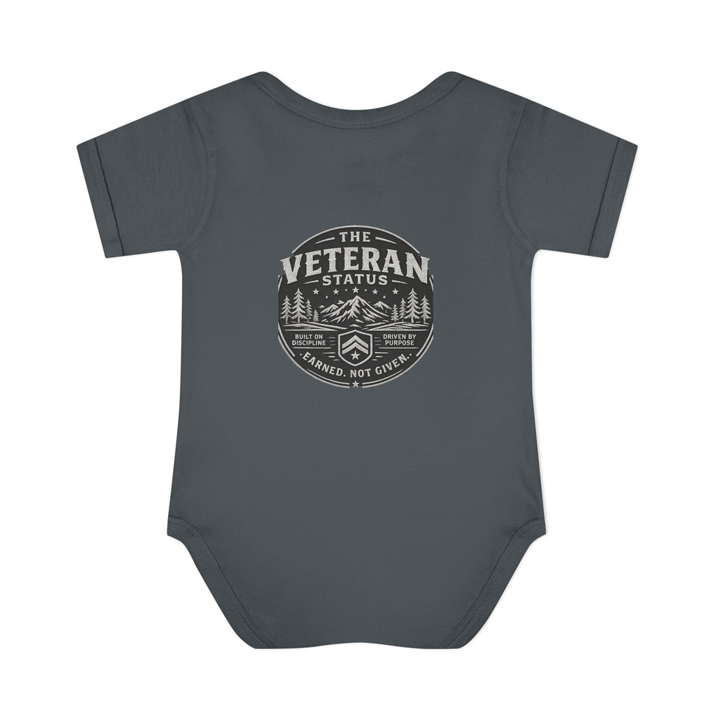 Raised by a Veteran Infant Bodysuit — Baby Onesie with Military Emblem