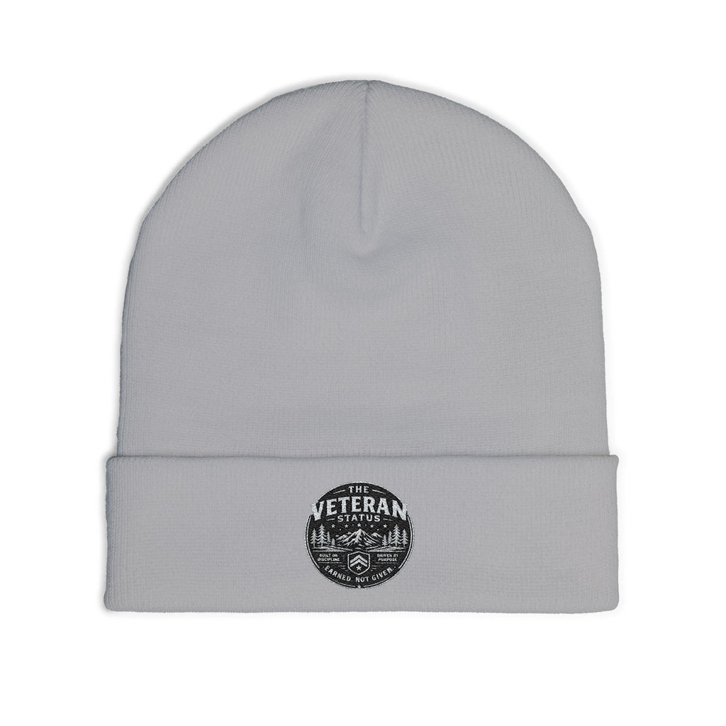 Embroidered Veteran Badge Knit Beanie