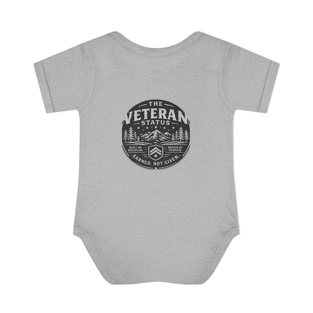 Raised by a Veteran Infant Bodysuit — Baby Onesie with Military Emblem