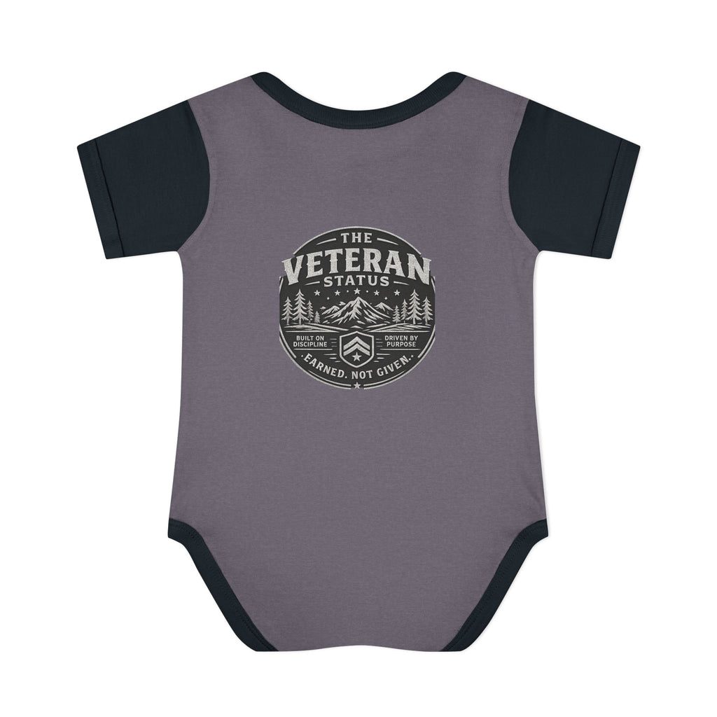 Raised by a Veteran Infant Bodysuit — Baby Onesie with Military Emblem