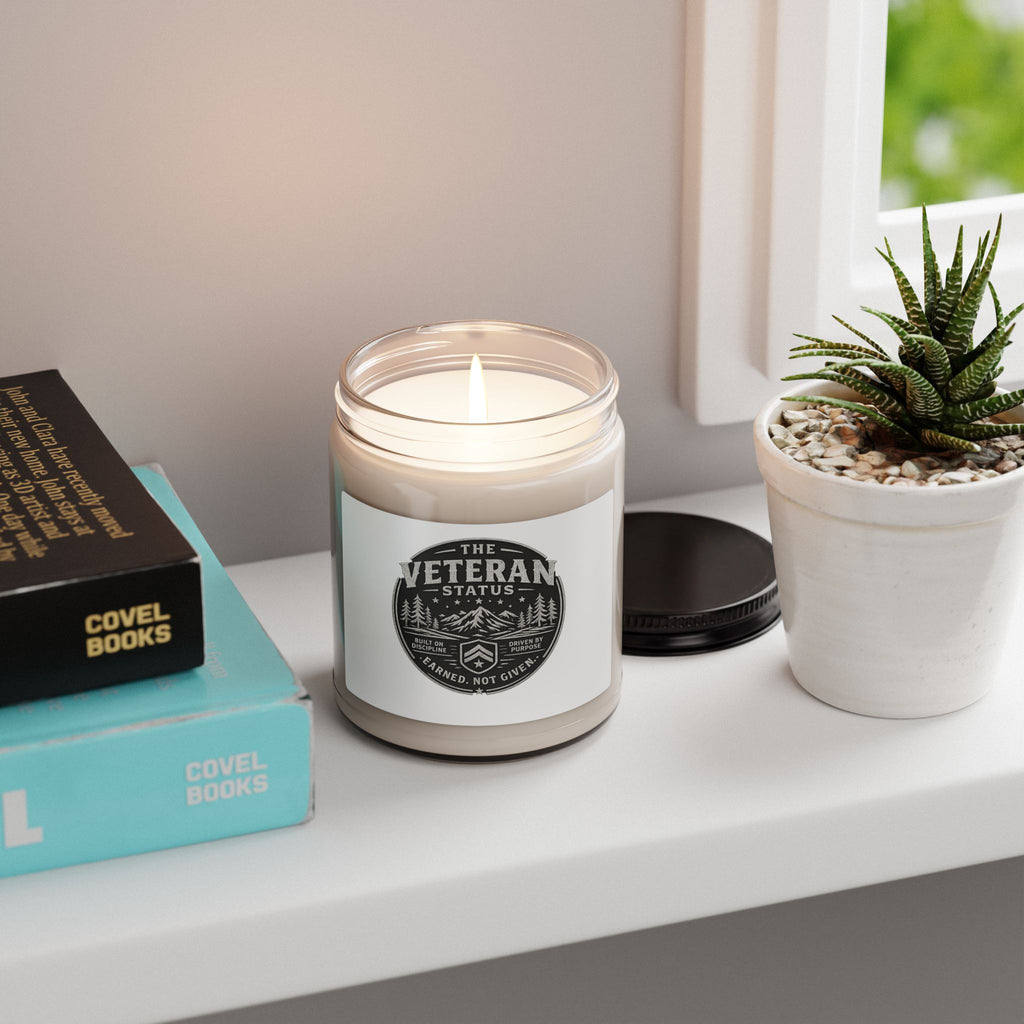 Veteran Status Scented Soy Candle — 9oz 'Earned, Not Given' Patriotic Gift