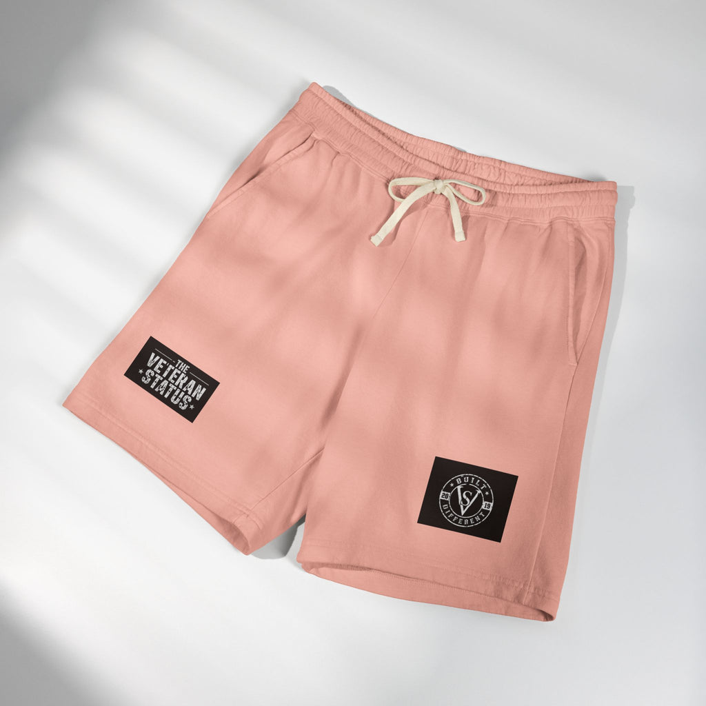 Veteran Status Patch Sweat Shorts — Garment-Dyed Fleece Athletic Shorts