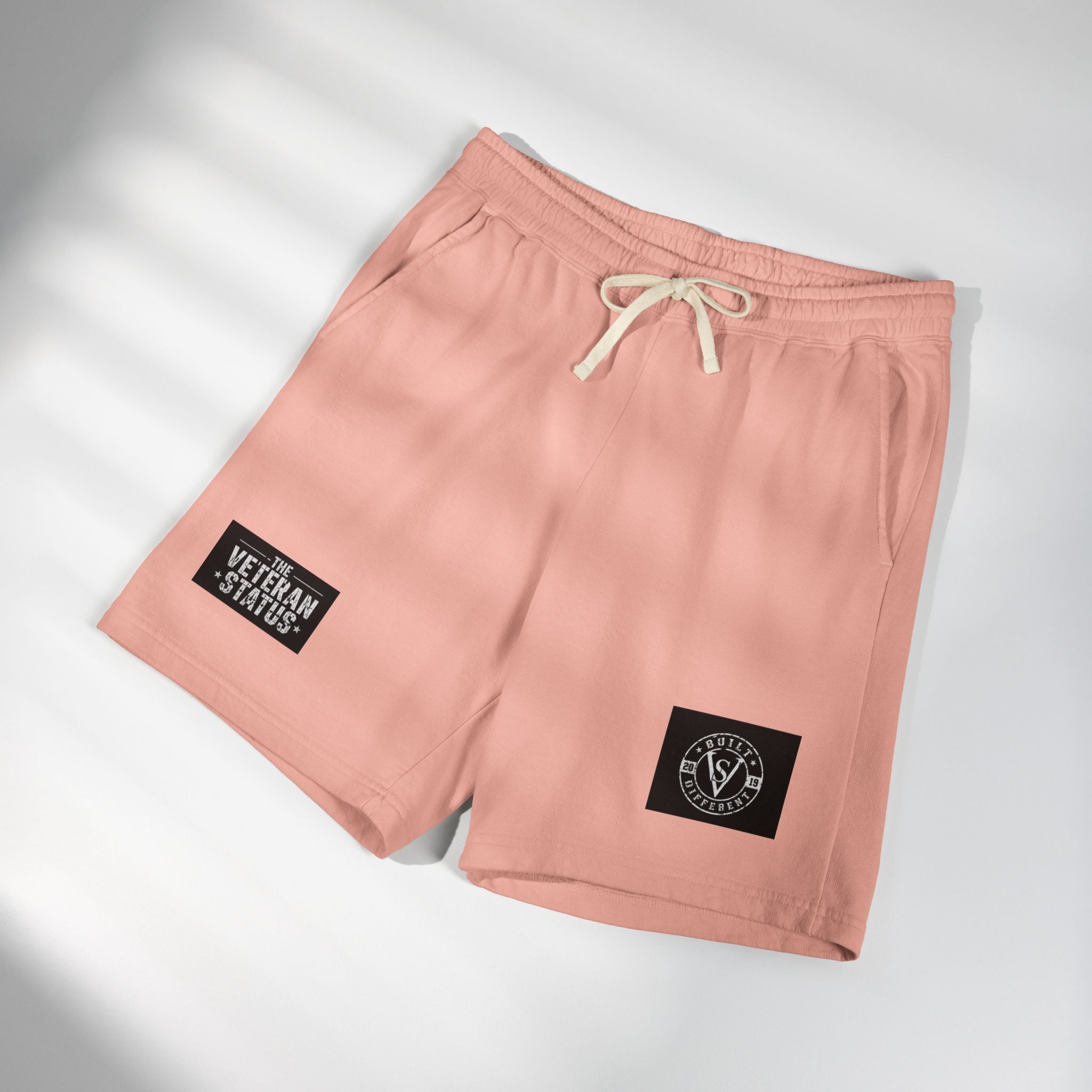 Veteran Status Patch Sweat Shorts — Garment-Dyed Fleece Athletic Shorts