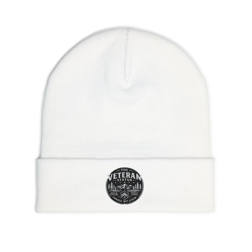 Embroidered Veteran Badge Knit Beanie