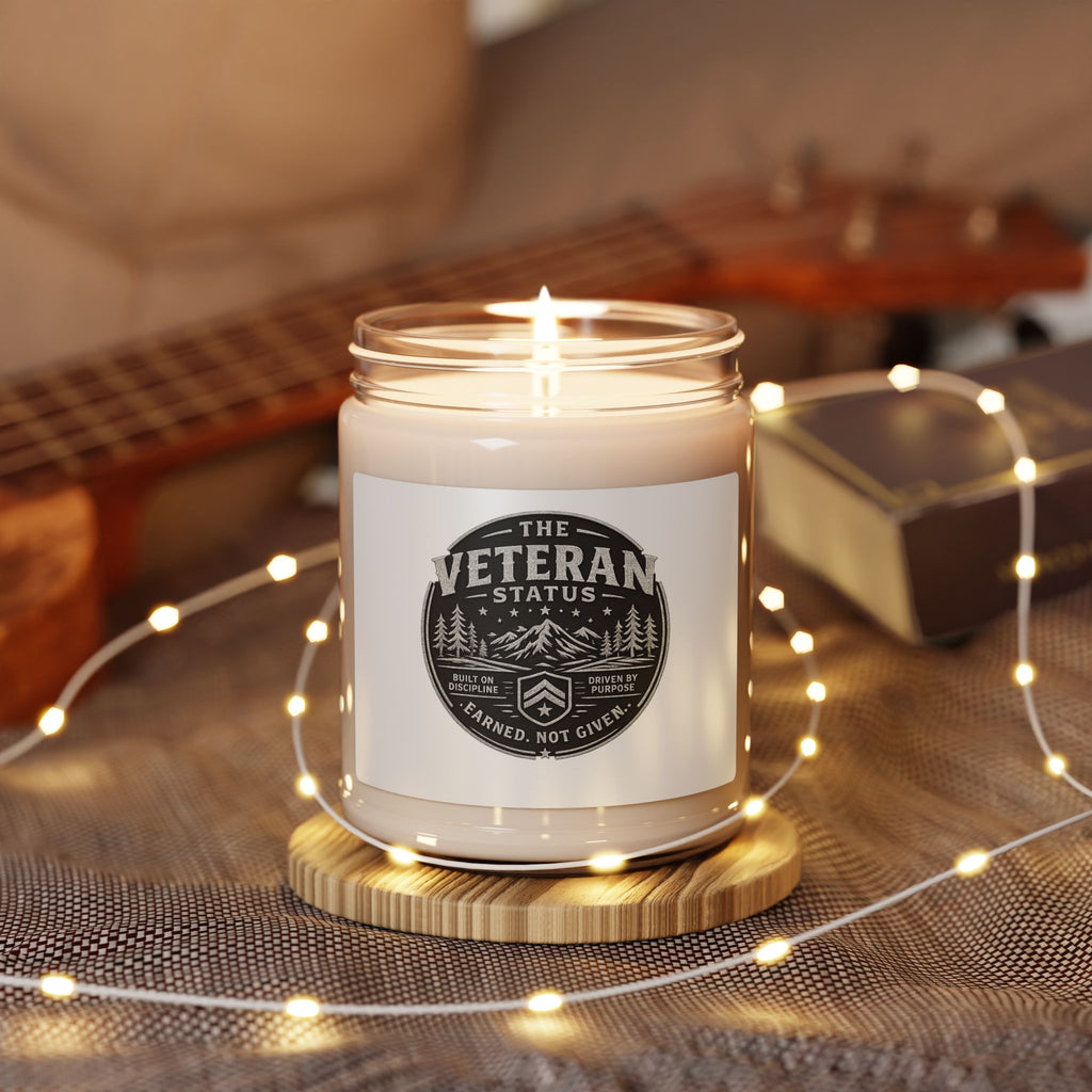 Veteran Status Scented Soy Candle — 9oz 'Earned, Not Given' Patriotic Gift