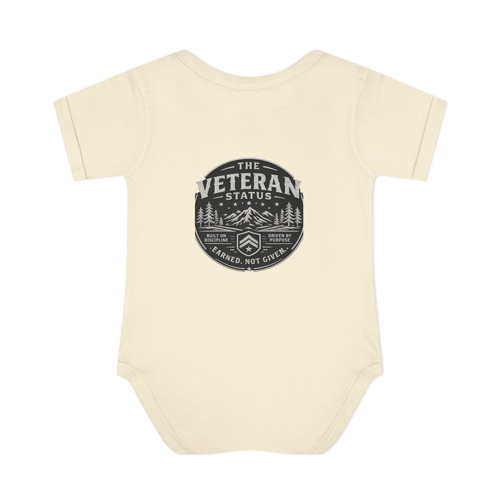 Raised by a Veteran Infant Bodysuit — Baby Onesie with Military Emblem