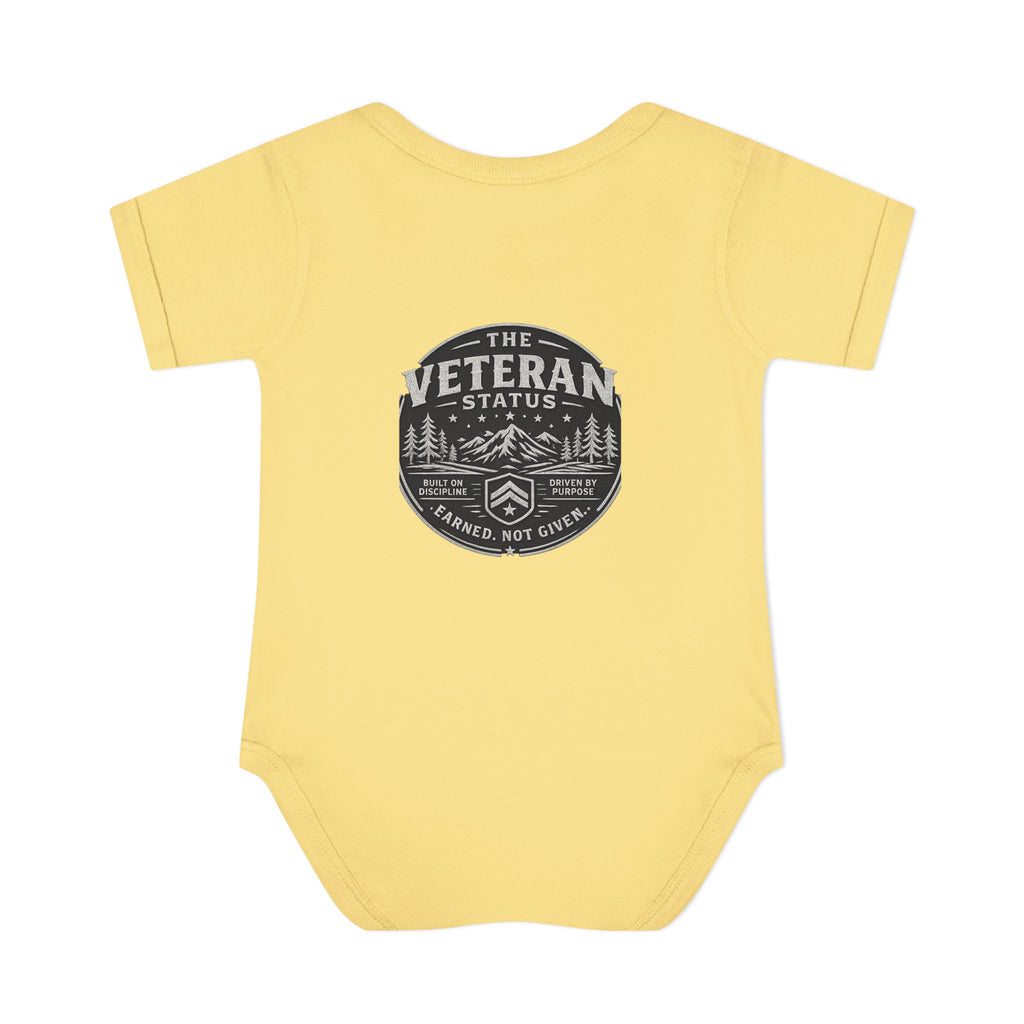Raised by a Veteran Infant Bodysuit — Baby Onesie with Military Emblem