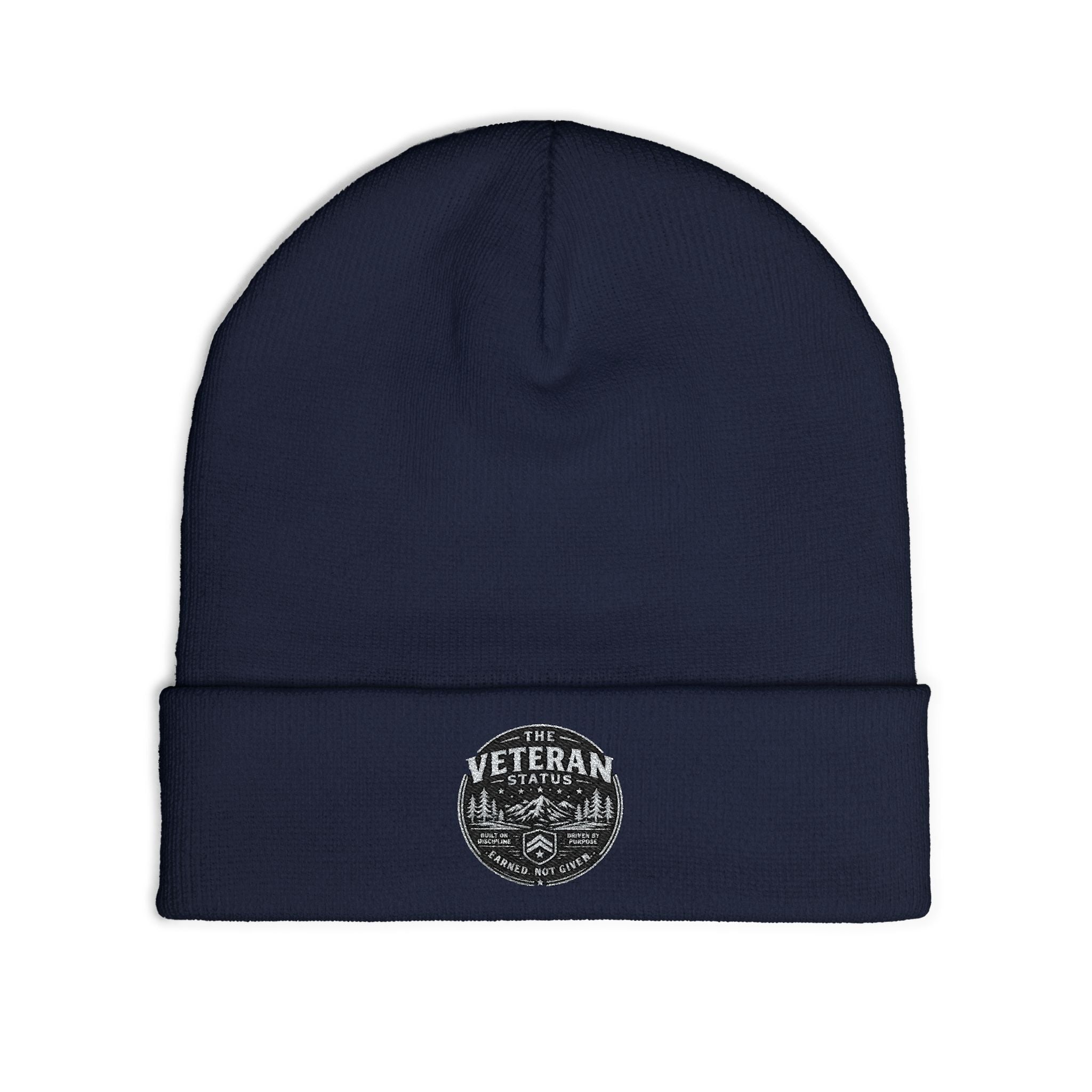 Embroidered Veteran Badge Knit Beanie