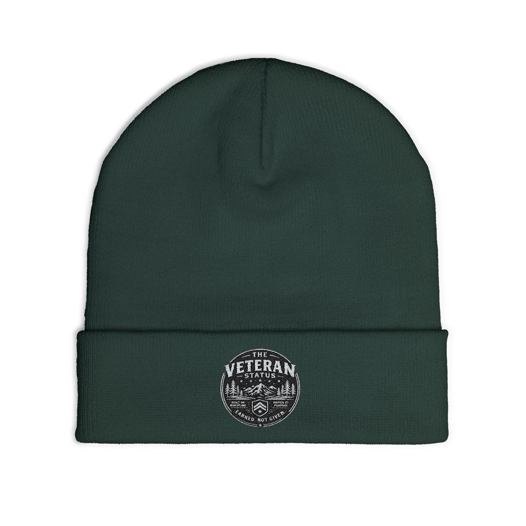 Embroidered Veteran Badge Knit Beanie