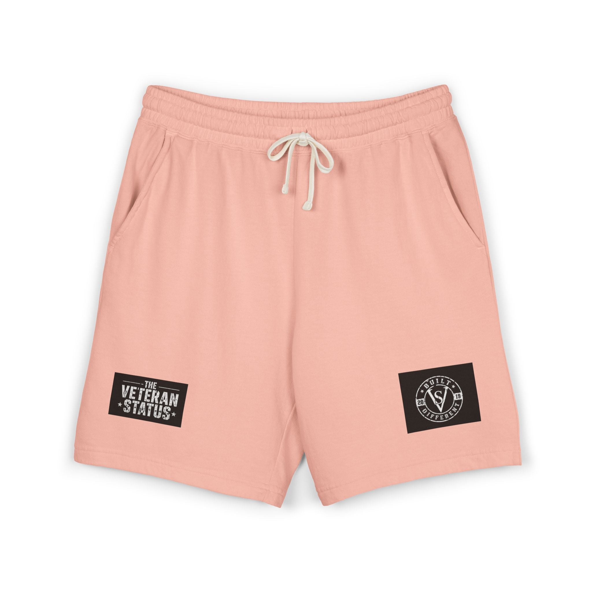 Veteran Status Patch Sweat Shorts — Garment-Dyed Fleece Athletic Shorts