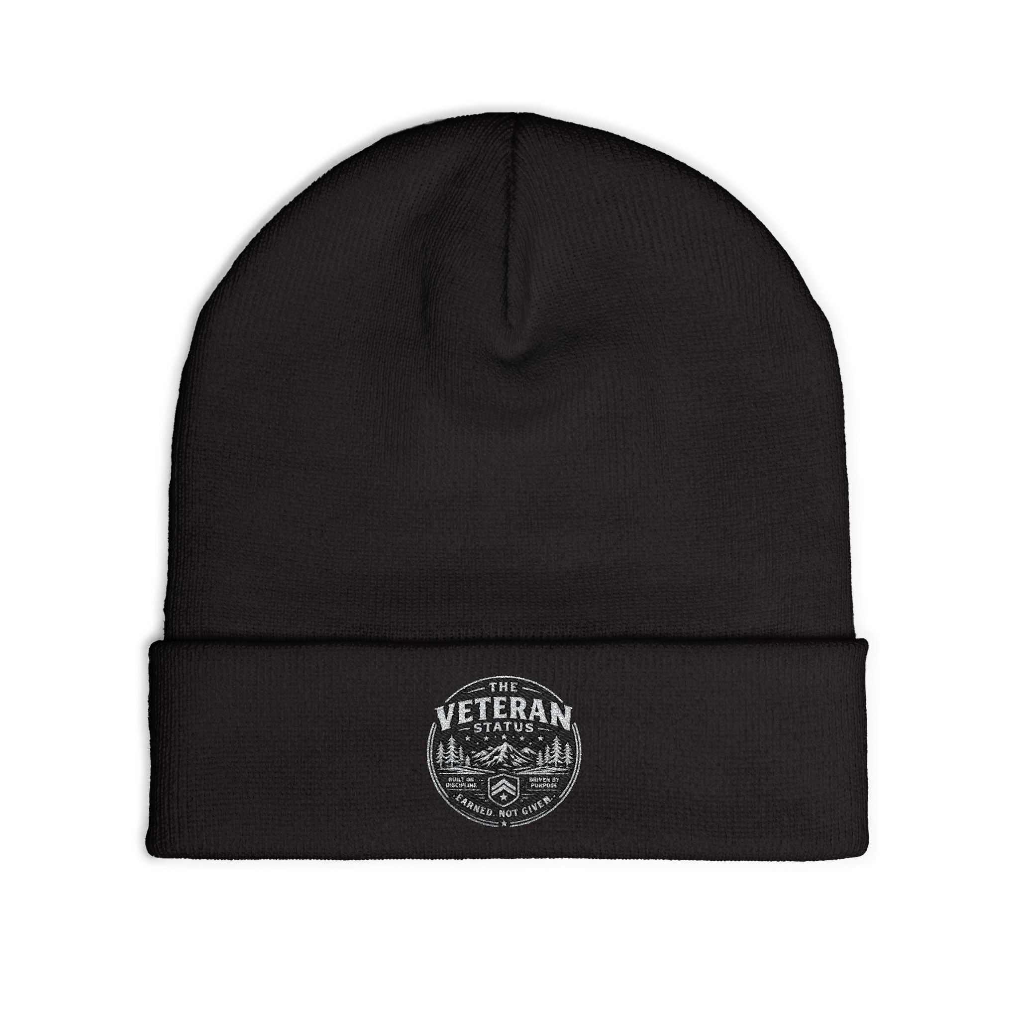 Embroidered Veteran Badge Knit Beanie