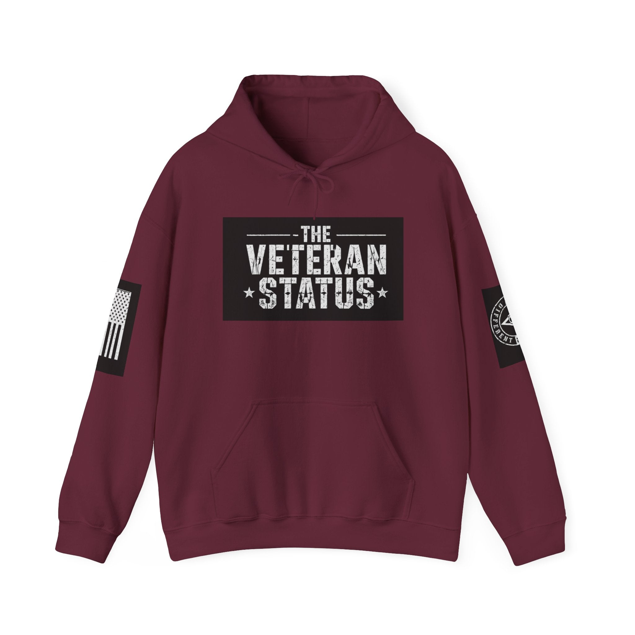 Veteran Status Hoodie – Military Pride Pullover with Sleeve Flag & Emblem