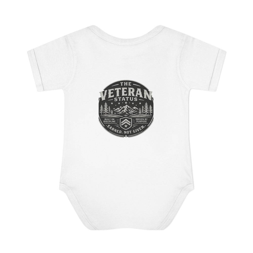 Raised by a Veteran Infant Bodysuit — Baby Onesie with Military Emblem