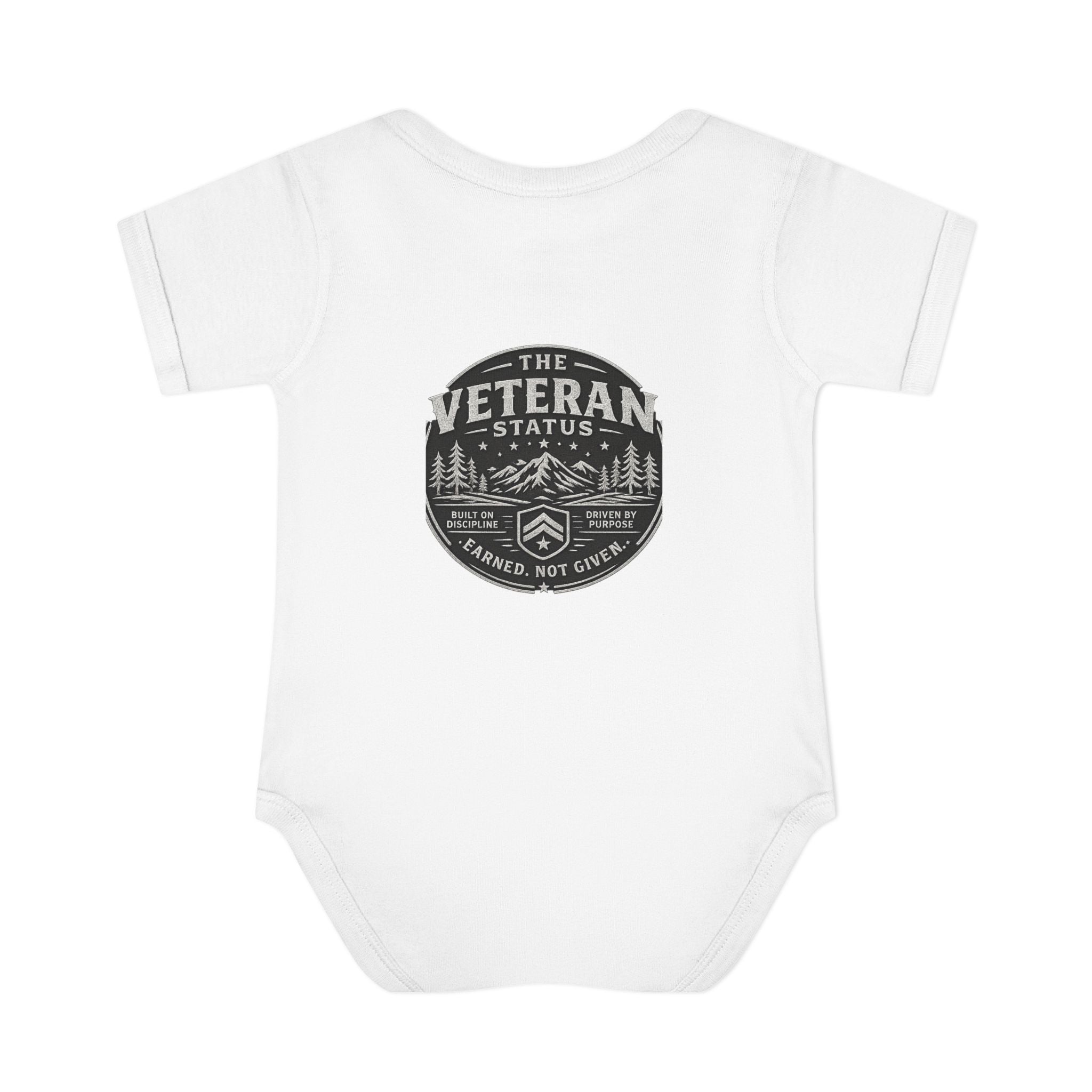 Raised by a Veteran Infant Bodysuit — Baby Onesie with Military Emblem